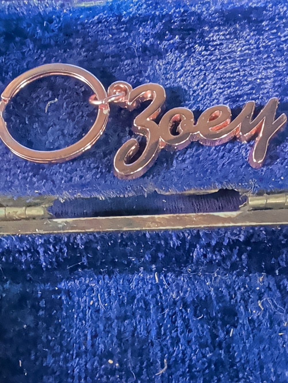 Unique Vintage Zoey Rose Gold Script Keychain